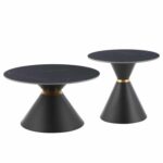 ΤΡΑΠΕΖΙΑ ΣΑΛΟΝΙΟΥ NANDO HM18267.02 ΚΕΡΑΜΙΚΑ TOP ΟΨΗ ΜΑΥΡΟ ΜΑΡΜΑΡΟ Φ60εκ & Φ80εκ