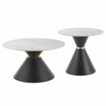 ΤΡΑΠΕΖΙΑ ΣΑΛΟΝΙΟΥ NANDO HM18267.03 ΚΕΡΑΜΙΚΑ TOP ΟΨΗ ΓΚΡΙ ΜΑΡΜΑΡΟ Φ60εκ & Φ80εκ