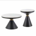 ΤΡΑΠΕΖΙΑ ΣΑΛΟΝΙΟΥ TERRANO HM18268.01 ΚΕΡΑΜΙΚΑ TOP ΟΨΗ ΛΕΥΚΟ ΜΑΡΜΑΡΟ Φ50εκ & Φ70εκ