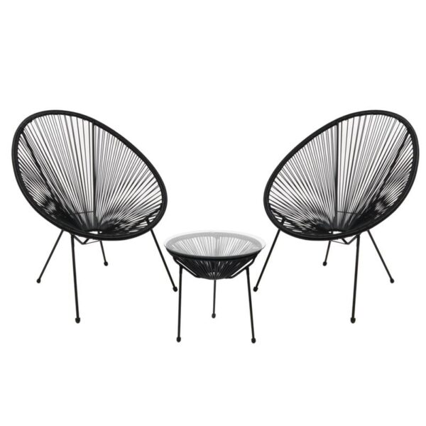acapulco-set-trap-2-pol-met.mavro-plastic-rattan-mavro-enlarge ACAPULCO Set Κήπου - Βεράντας: Τραπέζι + 2 Πολυθρόνες Μέταλλο Μαύρο / Rattan Μαύρο Τραπ:Φ50x50cm - Πολ:73x76x89cm - Image 4