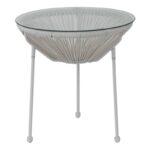ACAPULCO Τραπεζάκι Μέταλλο Βαφή Άσπρο, Rattan Άσπρο Φ50x50cm - Image 3