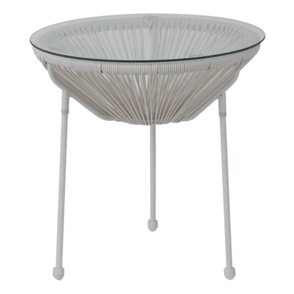 ACAPULCO Τραπεζάκι Μέταλλο Βαφή Άσπρο, Rattan Άσπρο Φ50x50cm - Image 3