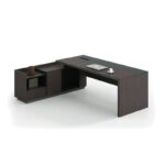 ADVANCE Γραφείο Αριστερή Γωνία Σκούρο Καρυδί - Sky Grey 180x80/160x40 (H.75)cm - Image 4