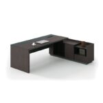 ADVANCE Γραφείο Δεξιά Γωνία Σκούρο Καρυδί - Sky Grey 220x90/160x40 (H.75)cm - Image 4