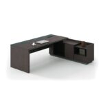 ADVANCE Γραφείο Δεξιά Γωνία Σκούρο Καρυδί - Sky Grey 180x80/160x40 (H.75)cm - Image 4