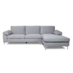 ALEX Καναπές Σαλονιού Καθιστικού Αριστερή Γωνία, Ύφασμα Γκρι Velure 264x132x75cm H.80cm - Image 3
