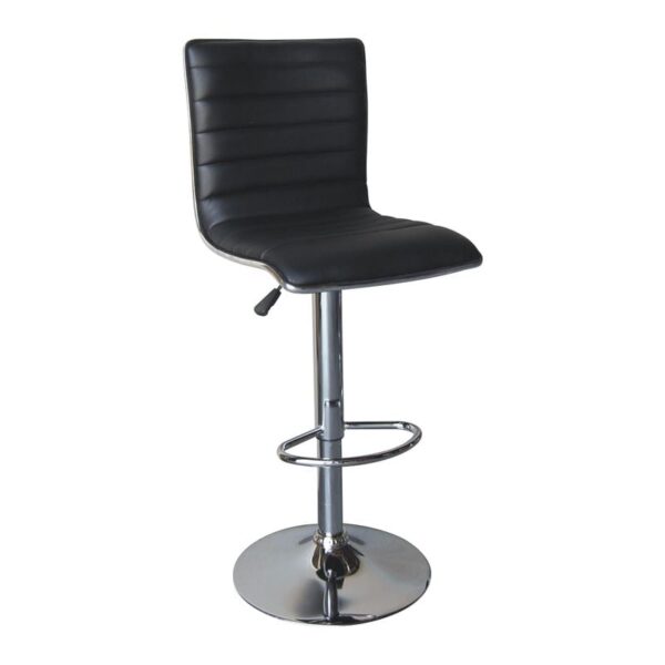 ALFI Σκαμπό BAR με Πλάτη, Βάση Χρώμιο, PU Μαύρο, Ρύθμιση Ύψους, Περιστρεφόμενο 41x50x59/94-80/115cm - Image 4