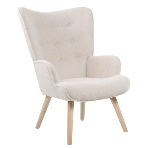 ALMA Πολυθρόνα - Μπερζέρα Σαλονιού - Καθιστικού Φυσικό, Teddy Ύφασμα Άσπρο, K/D 69x76x97cm - Image 4