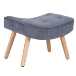 ALMA Σκαμπό - Υποπόδιο, Ύφασμα Velure Ανοιχτό Μπλε, Πόδια Φυσικό, K/D 52x38x35cm - Image 4