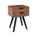 ANKO Κομοδίνο Μέταλλο Βαφή Μαύρο, Ξύλο Ακακία Φυσικό 47x35x65cm - Image 7