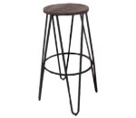 ARCO Wood Σκαμπό Bar, Μέταλλο Βαφή Antique Black, Ξύλο Απόχρωση Dark Oak Φ52cm H.76cm ( Κάθισμα Φ33cm) - Image 3