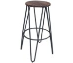 ARCO Wood Σκαμπό Bar, Μέταλλο Βαφή Μαύρο, Ξύλο Απόχρωση Dark Oak Φ52cm H.76cm ( Κάθισμα Φ33cm) - Image 3