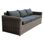 ARIZONA 3Θέσιος Καναπές Κήπου ALU, 4mm Half-Round Wicker Grey Brown, Μαξιλάρια Ανθρακί 195x77x73cm - Image 3
