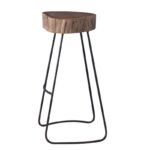 ATRIUM Σκαμπό BAR, Μέταλλο Βαφή Μαύρο, Ξύλο Ακακία Φυσικό 45x42x +/- 76cm - Image 3