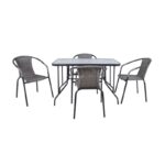 BALENO Set Τραπεζαρία Κήπου: Τραπέζι + 4 Πολυθρόνες Μέταλλο Ανθρακί - Wicker Mixed Grey Table:110x60x71 Seat:53x58x77 - Image 5