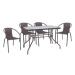 BALENO-W Set Τραπεζαρία Κήπου: Τραπέζι + 4 Πολυθρόνες Μέταλλο Καφέ, Wicker Brown Table:110x60x71 Seat:52x60x72 - Image 3