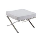 BARCELONA τ. Σκαμπό - Υποπόδιο, Βάση Inox, Pu Άσπρο 61x61x43cm - Image 3