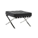 BARCELONA τ. Σκαμπό - Υποπόδιο, Βάση Inox, Pu Μαύρο 61x61x43cm - Image 3