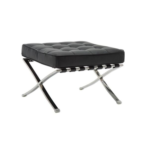 BARCELONA τ. Σκαμπό - Υποπόδιο, Βάση Inox, Pu Μαύρο 61x61x43cm - Image 3