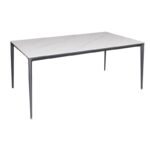 BARRET Τραπέζι Τραπεζαρίας - Κουζίνας, Alu Μαύρο, Επιφάνεια Sintered Stone White Marble 140x80x74cm - Image 3