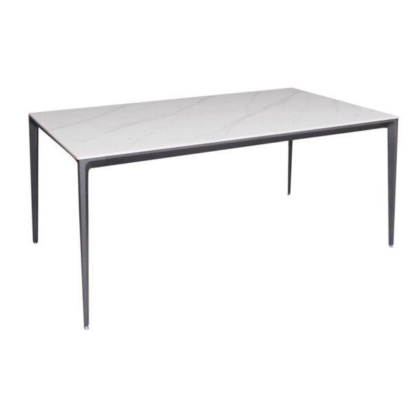 BARRET Τραπέζι Τραπεζαρίας - Κουζίνας, Alu Μαύρο, Επιφάνεια Sintered Stone White Marble 140x80x74cm - Image 3