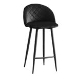 BELLA Σκαμπό BAR με Πλάτη, Μέταλλο Βαφή Μαύρο, Ύφασμα Velure Απόχρωση Μαύρο 48x52x70/94cm