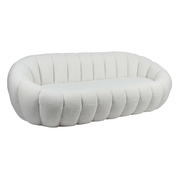 BEVERLY Καναπές 3θ - Σαλονιού - Καθιστικού, Teddy Ύφασμα Άσπρο 199x96x62cm - Image 3