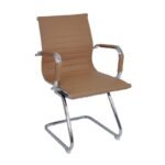 BF3300V Πολυθρόνα Γραφείου Επισκέπτη, Μέταλλο Βάση Χρώμιο PU Μπεζ 55x60x91cm - Image 4