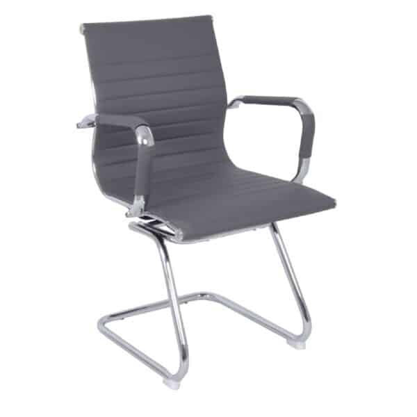 BF3300V Πολυθρόνα Γραφείου Επισκέπτη, Μέταλλο Βάση Χρώμιο PU Γκρι 55x60x91cm - Image 4