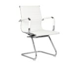 BF3300V Πολυθρόνα Γραφείου Επισκέπτη, Μέταλλο Βάση Χρώμιο PU Άσπρο 55x60x91cm - Image 4