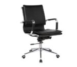BF3601 Πολυθρόνα Γραφείου Μέταλλο Βάση Χρώμιο - PU Μαύρο 55x63x95/105cm - Image 4