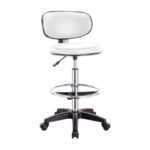 BF406 Σκαμπό Reception-Ταμείου PU Άσπρο, Τροχήλατο, Ρύθμιση Ύψους, Περιστρεφόμενο 50x50x90/110cm - Image 3