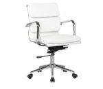 BF4801 Πολυθρόνα Γραφείου Μέταλλο Χρώμιο, PU Άσπρο 55x63x95/105cm - Image 4