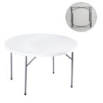 BLOW-R Τραπέζι Συνεδρίου Catering Πτυσσόμενο, Μέταλλο Βαφή Γκρι, HDPE Άσπρο 45mm Φ121cm H.72cm - Image 3