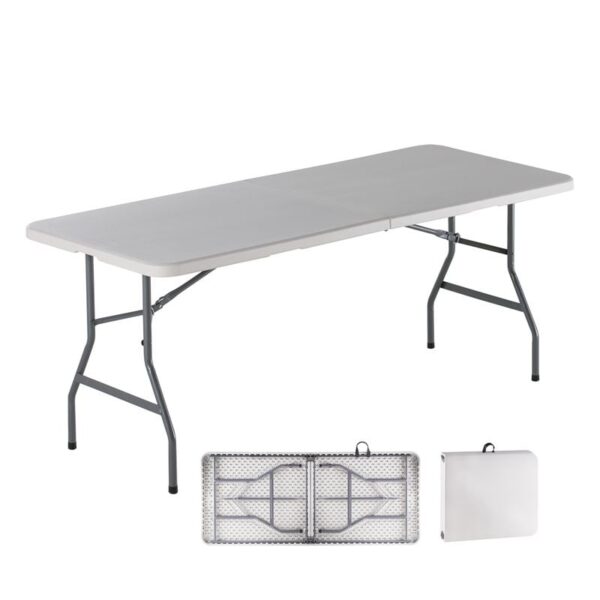 BLOW-R Τραπέζι Συνεδρίου - Catering Πτυσσόμενο (Βαλίτσα), Μέταλλο Γκρι, HDPE Άσπρο 40mm 180x75x74cm - Image 3