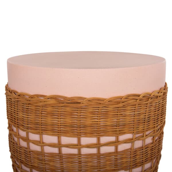 ΒΟΗΘΗΤΙΚΟ ΤΡΑΠΕΖΙ VILHENA HM18166 FIBER CEMENT ΡΟΖ-RATTAN ΦΥΣΙΚΟ Φ44.5x45Υεκ. - Image 4