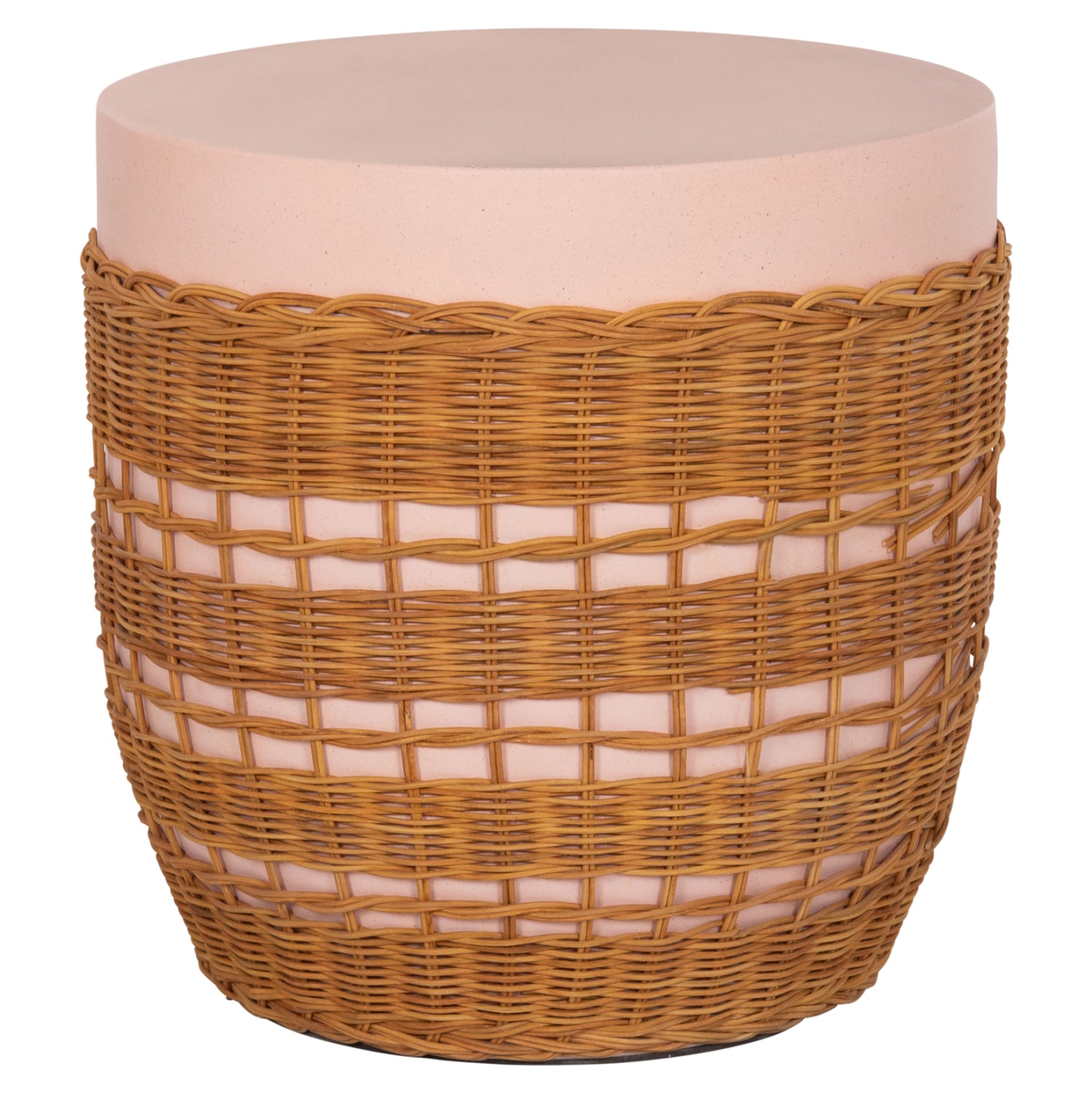 HM18166 ΒΟΗΘΗΤΙΚΟ ΤΡΑΠΕΖΙ VILHENA HM18166 FIBER CEMENT ΡΟΖ-RATTAN ΦΥΣΙΚΟ Φ44.5x45Υεκ. - Image 1