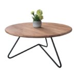 BORAL Τραπεζάκι Σαλονιού Καθιστικού, Μέταλλο Βαφή Μαύρο, Ξύλο Ακακία Φυσικό Φ83cm H.40cm - Image 4