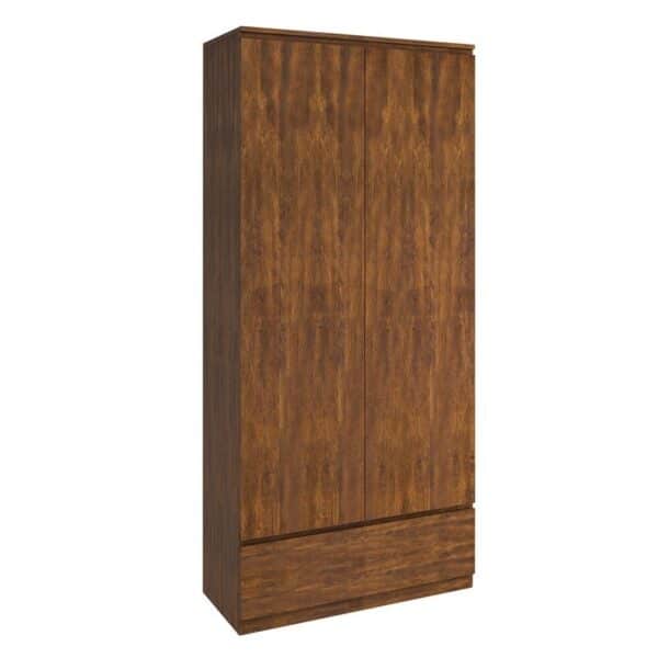 BORNEO Ντουλάπα Δίφυλλη με 1 εξωτερικό Συρτάρι, Απόχρωση Καρυδί 80x40x180cm - Image 3