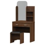 CALIBER Set Τουαλέτα + Σκαμπό Απόχρωση Καρυδί 80x39x155cm - Image 3