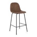 CELINA Σκαμπό BAR με Πλάτη, Κάθισμα Η.67cm, Μέταλλο Βαφή Μαύρο, Ύφασμα Suede Καφέ 47x48x67/95cm - Image 4