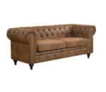 CHESTERFIELD York Kαναπές 3Θέσιος Σαλονιού - Καθιστικού, Ύφασμα Απόχρωση Καφέ Camel 190x82x77cm - Image 4