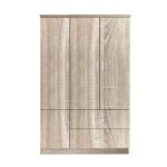CLOSET Ντουλάπα Τετράφυλλη, 5 Ράφια, 2 Συρτάρια, Θέσεις για Κρεμάστρες, Απόχρωση Sonoma 120x50x180cm - Image 3