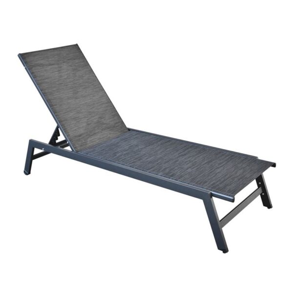 CORTE Ξαπλώστρα K/D, Μέταλλο Βαφή Μαύρο, Textilene Ανθρακί 60x191x31cm - Image 3