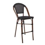 COSTA Σκαμπό BAR με Πλάτη, Αλουμίνιο Απόχρωση Καρυδί, Textilene Μαύρο 50x55x76/116cm - Image 7