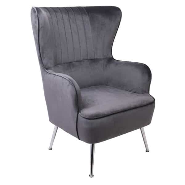 CROMA Πολυθρόνα - Μπερζέρα Σαλονιού - Καθιστικού, Ύφασμα Γκρι Velure 76x80x104cm - Image 7