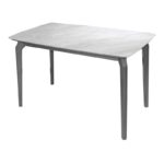 DALIN Τραπέζι Τραπεζαρίας- Κουζίνας, Ξύλο Γκρι-Επιφάνεια Sintered Stone White Marble 130x80x74cm - Image 4