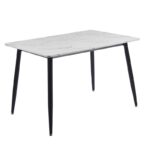 DATUM Τραπέζι Κουζίνας- Τραπεζαρίας, Μέταλλο Βαφή Μαύρο, Mdf Άσπρο Μάρμαρο 120x80x75cm - Image 3