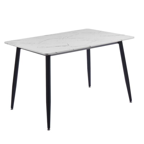 DATUM Τραπέζι Κουζίνας- Τραπεζαρίας, Μέταλλο Βαφή Μαύρο, Mdf Άσπρο Μάρμαρο 120x80x75cm - Image 3