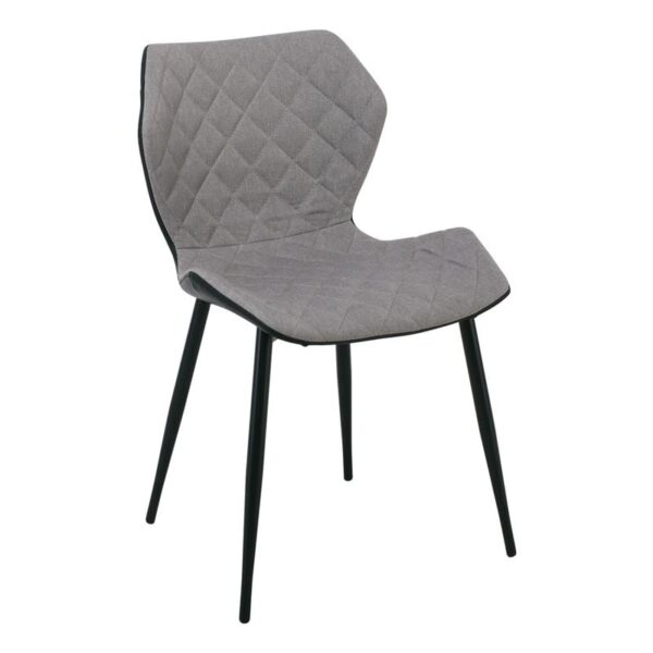 DAVID Καρέκλα Τραπεζαρίας Κουζίνας, Μέταλλο Βαφή Μαύρο PU Μαύρο, Ύφασμα Cappuccino 48x51x78cm - Image 7